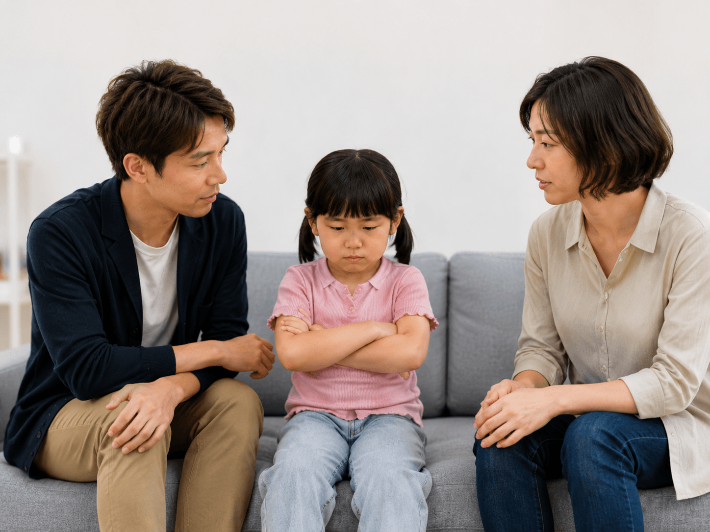 家族で話し合う様子
